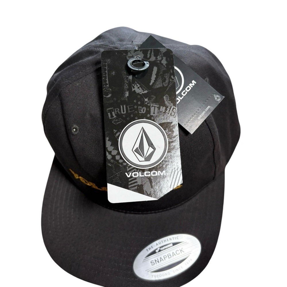 NWT Volcom Volbaige Twill Trucker Cap O/S Dark Gray & Yellow Snap Back Men's Hat - Picture 5 of 9